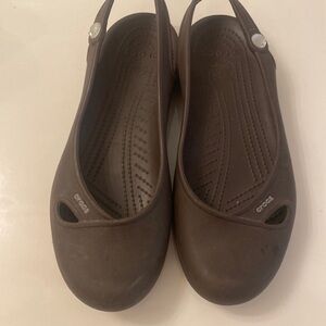 Crocs Brown Olivia Slingback Flats Slip On Comfort Round Toe Waterproof Women 9